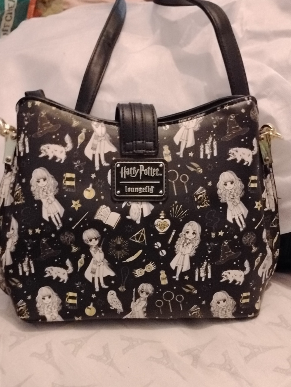 Loungefly Harry Potter Chibi Character Crossbody Shoulder Bag Black White NWOT